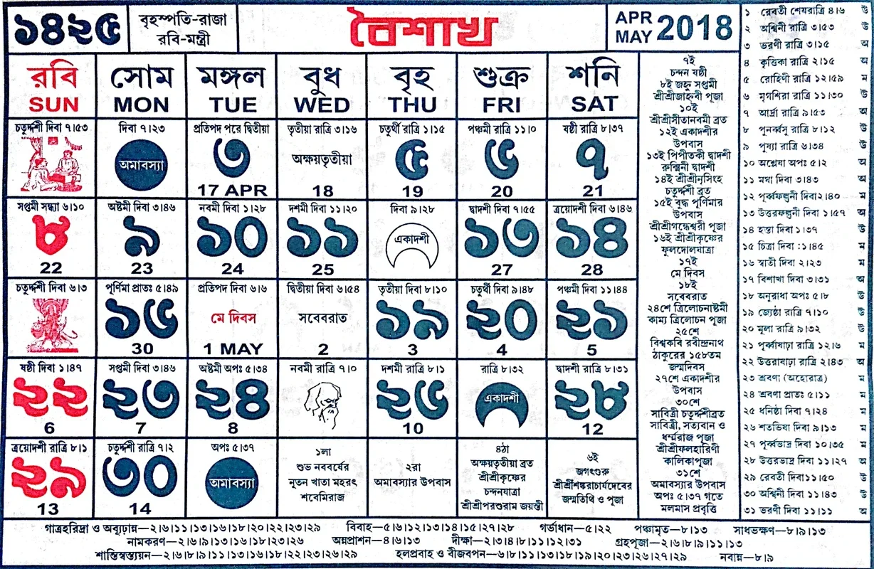 বাংলা ক্যালেন্ডার (১৪২৫) for Android - Special Days Calendar