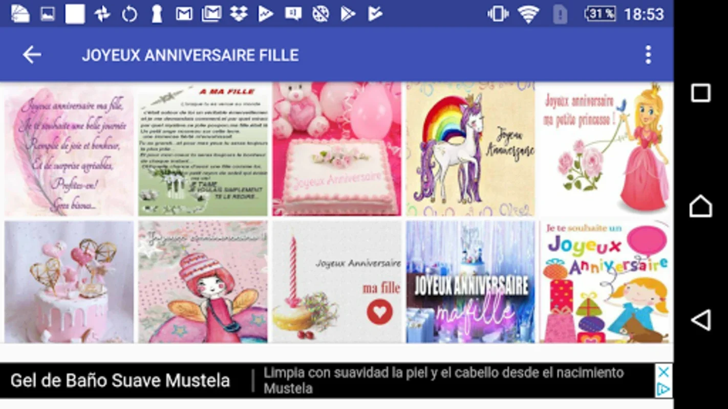 JOYEUX ANNIVERSAIRE FILLE for Android - Personalized Wishes