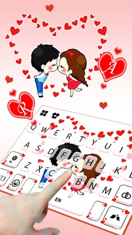 Cartoon Couple Hearts for Android - Customize Keyboard with 150+ Languages