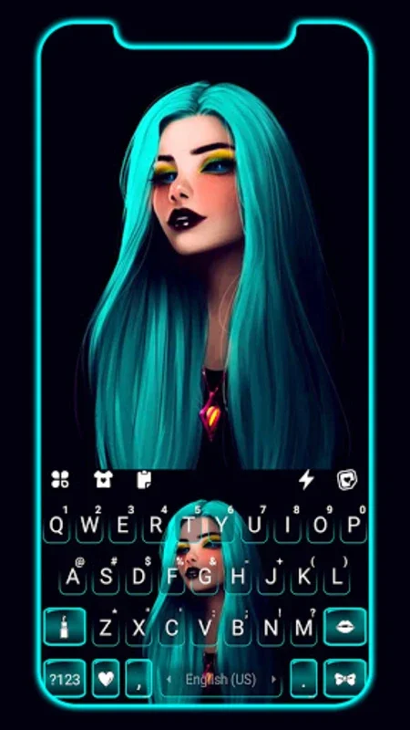 Gothic Neon Girl Keyboard Back for Android - Enhance Typing