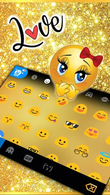 Glitter Golden Bow Theme for Android - Customizable & Smart