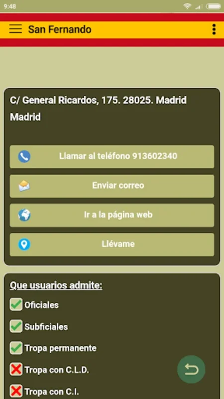 Asistencia al Personal del ET for Android: Centralized Military Support