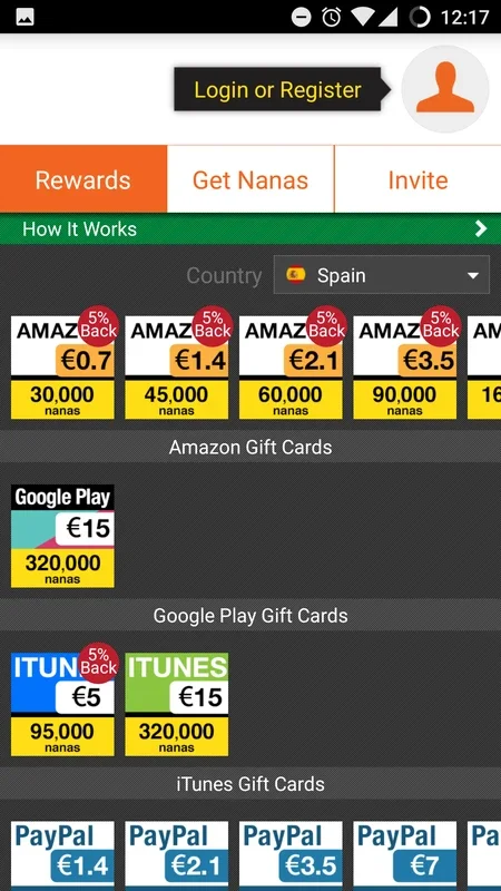 AppNana for Android - Earn Gift Vouchers