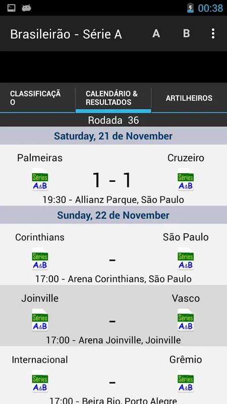 Tabela Brasileirão for Android - Real-Time Football Updates