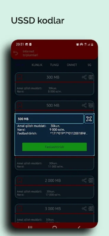 USSD kodlar for Android - Manage Mobile Tariffs Easily