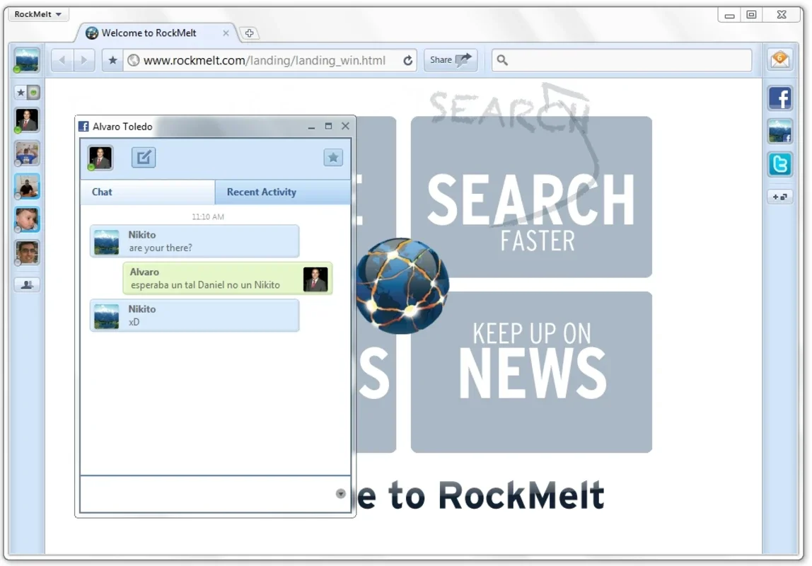 RockMelt for Mac - Seamless Facebook Integration