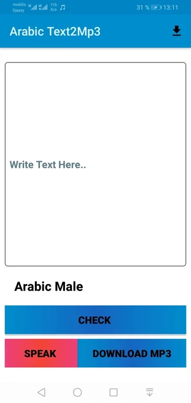 Arabic Text2Mp3 for Android - Convert Text to MP3