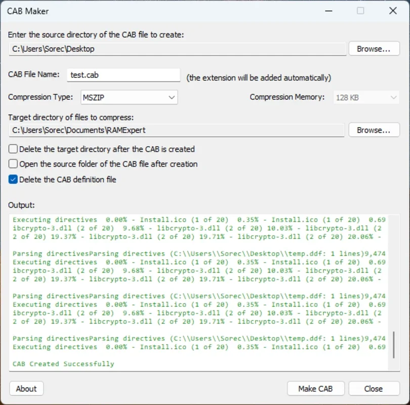 CAB Maker: Efficient CAB File Creation for Windows