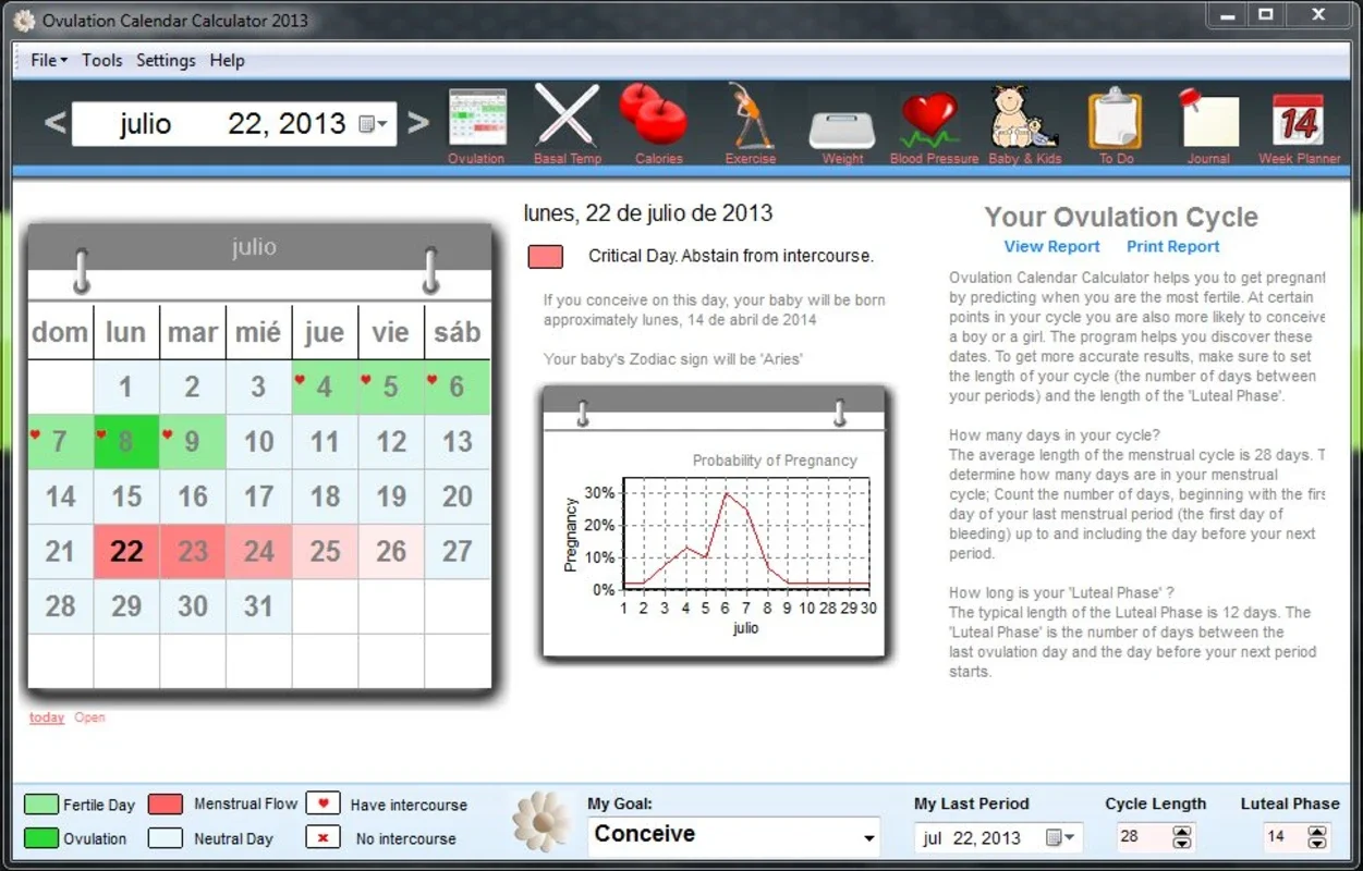 Ovulation Calendar Calculator for Windows: Predict Fertile Days