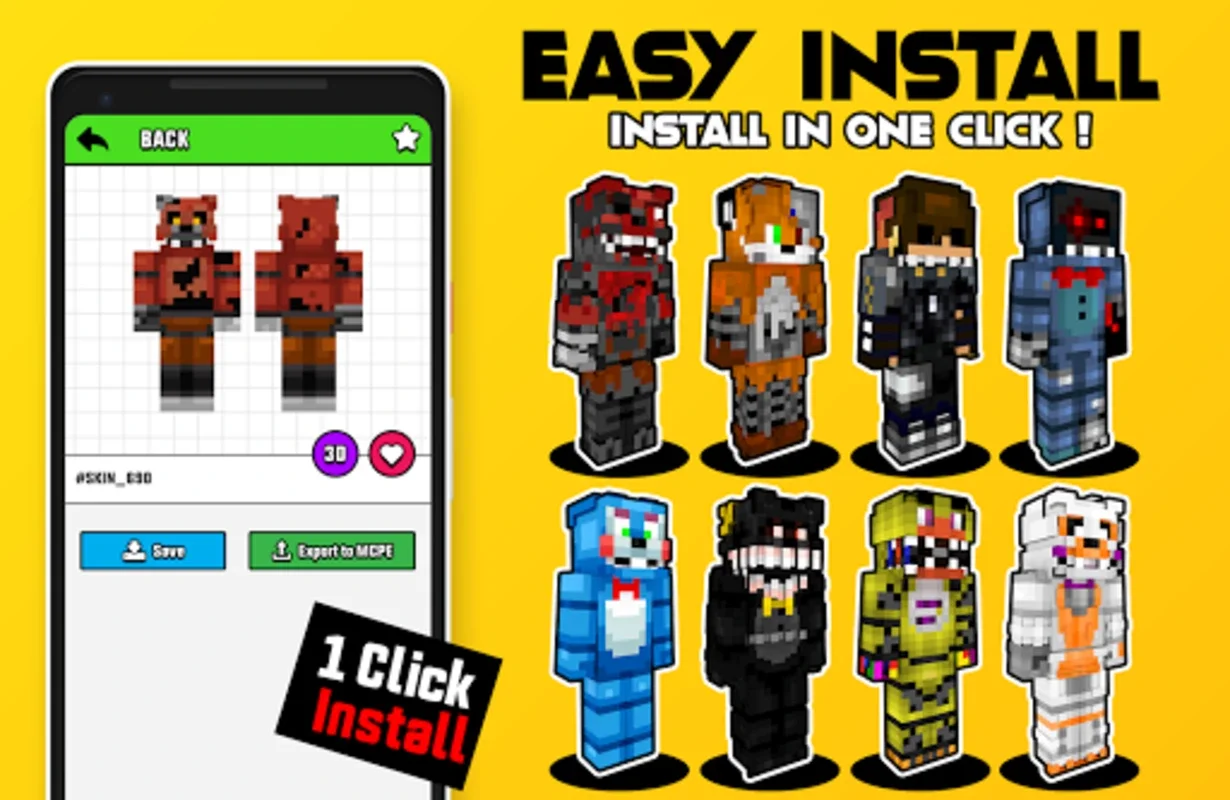 Animatronic Skins Minecraft PE for Android - Download Now