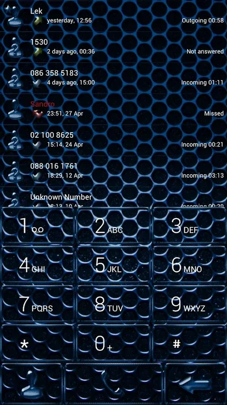 exDialer Carbon Metal Blue Theme for Android - Stylish Upgrade