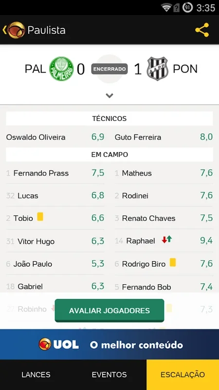 Placar UOL for Android - Comprehensive Football Updates