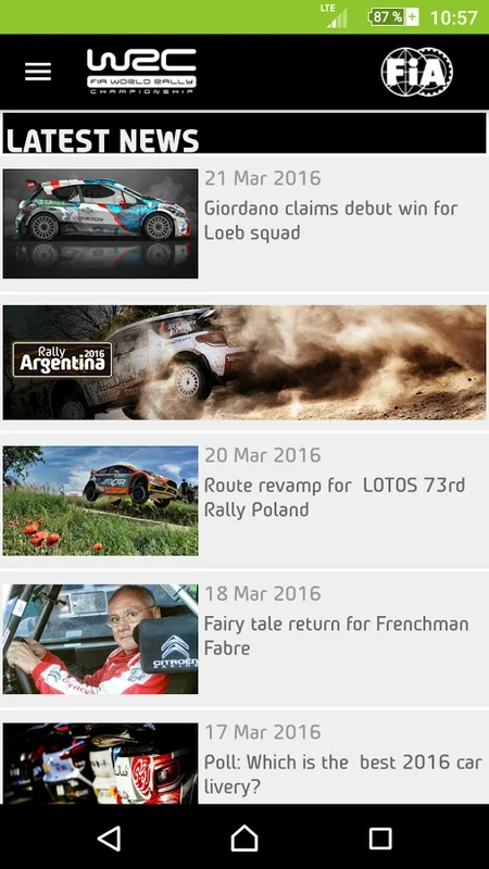 WRC for Android - Official App for FIA World Rally Championship