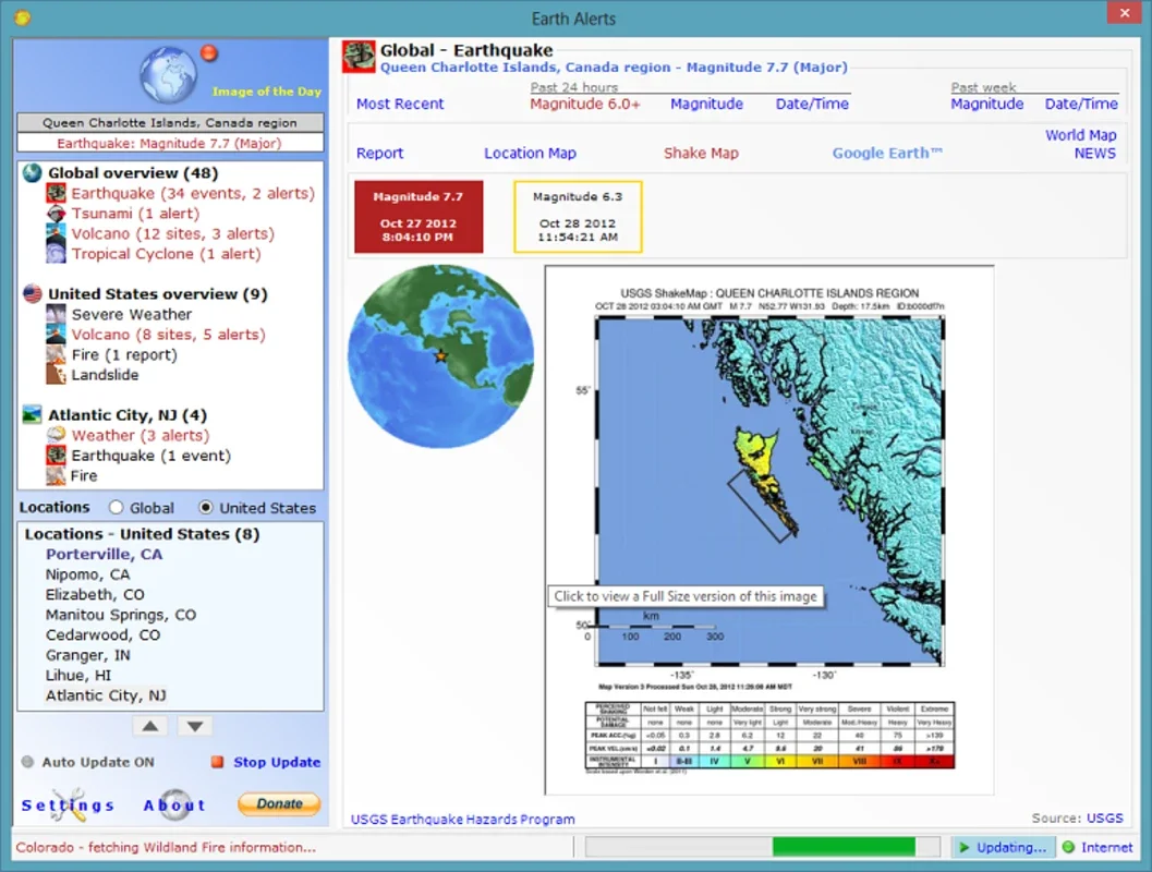 Earth Alerts for Windows - Real - Time Natural Event Info