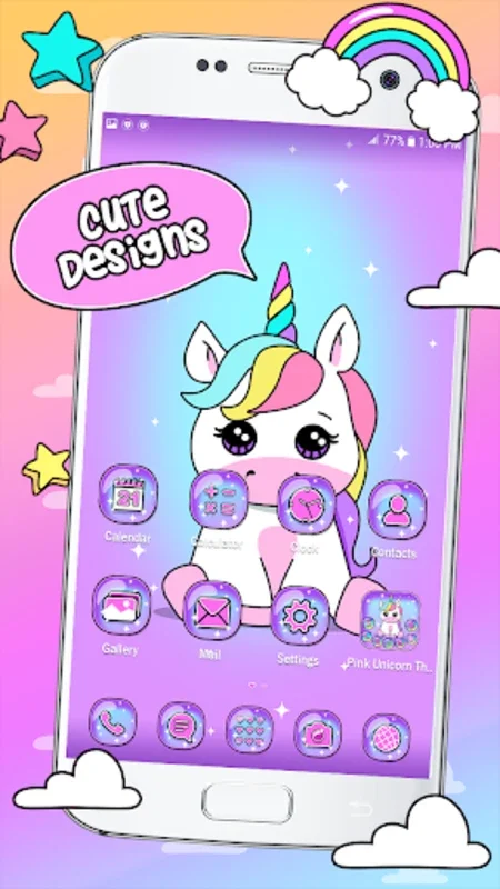 Pink Unicorn Theme Launcher for Android - Magical Interface