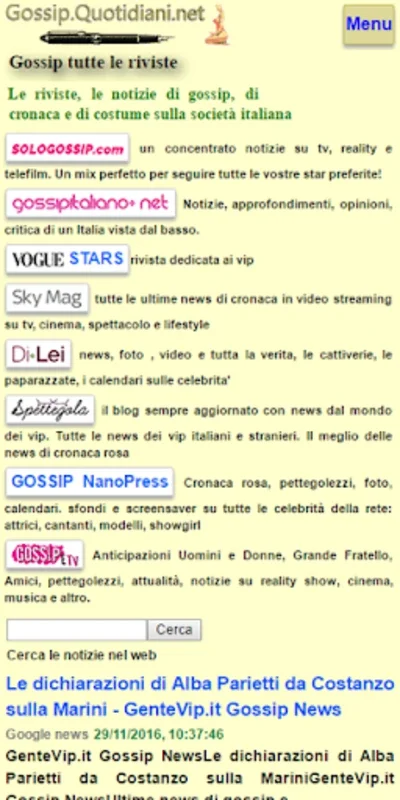 Gossip Quotidiani for Android: Aggregating Italian Celebrity News