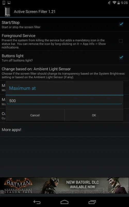 Active Screen Filter for Android - Automatic Brightness Adjustment