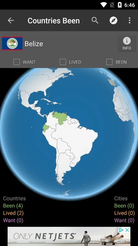 Countries Been for Android - Record Your Travels