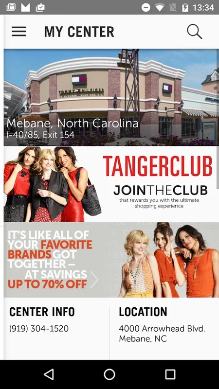 TangerOutlet for Android - Maximize Savings with Exclusive Deals