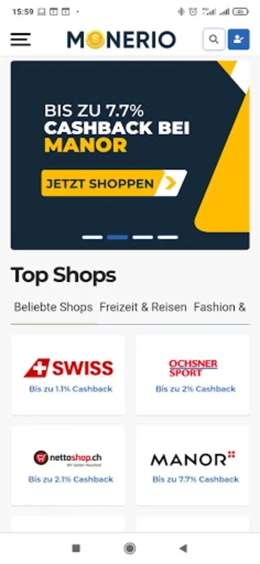Monerio for Android: Maximize Savings with Cashback