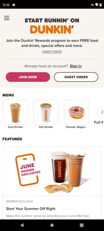 Dunkin' for Android - Exclusive Benefits App