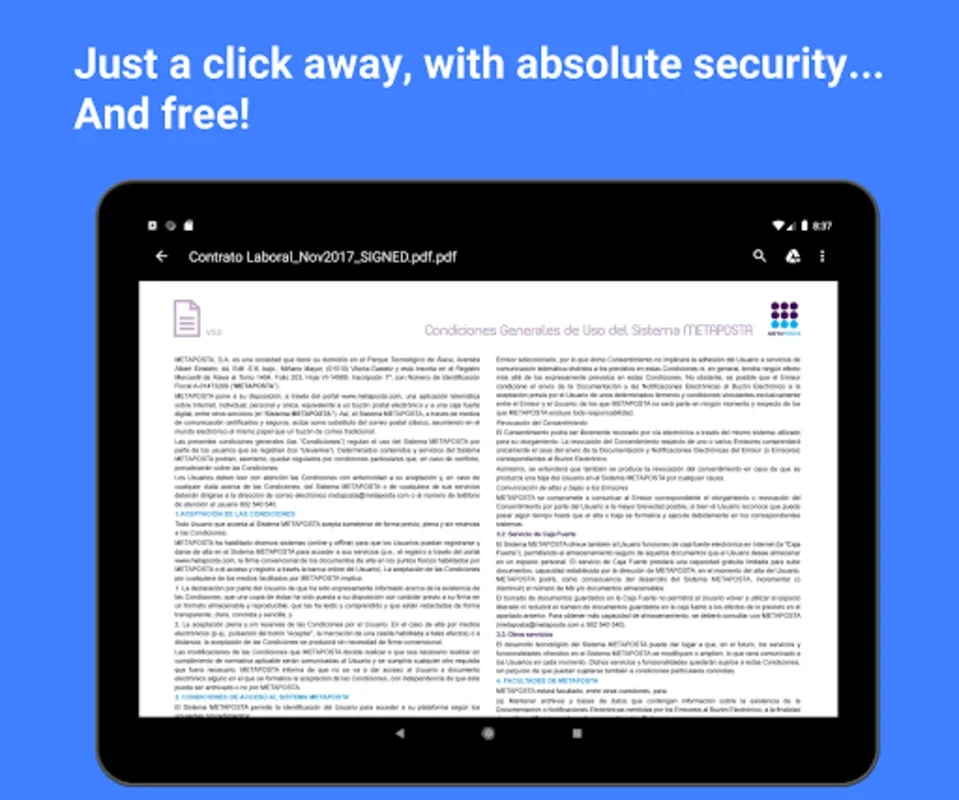 Metaposta for Android: Secure Document Management