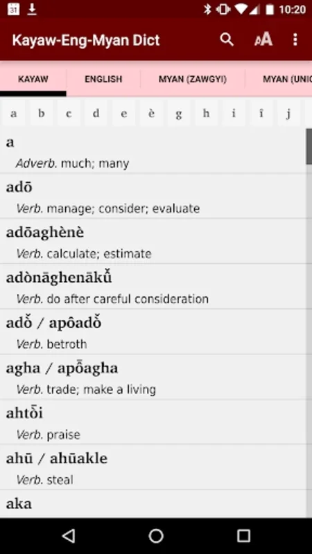 Kayaw - Eng - Myan Dict on Android: Facilitating Trilingual Communication