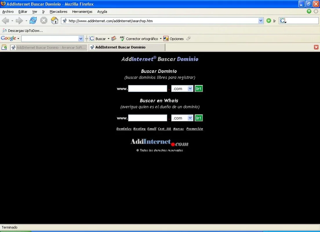 AddInternet Buscar Dominio for Windows - Find Domain Info