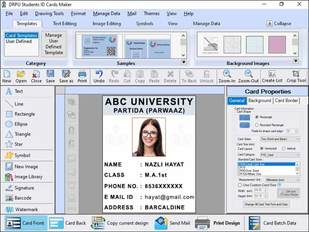 Student Identity Card Generating Program for Windows