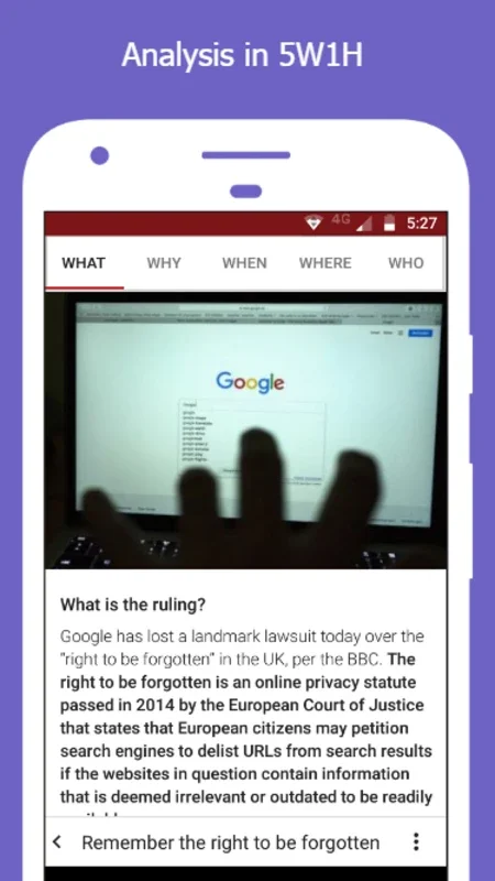 Knappily for Android: Unbiased News with 5W1H Framework