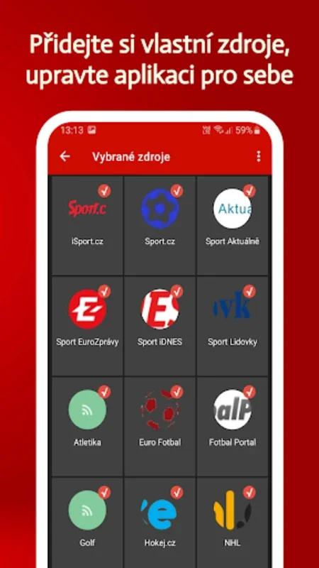 Sport zprávy - Český Sport for Android: Customizable Sports News