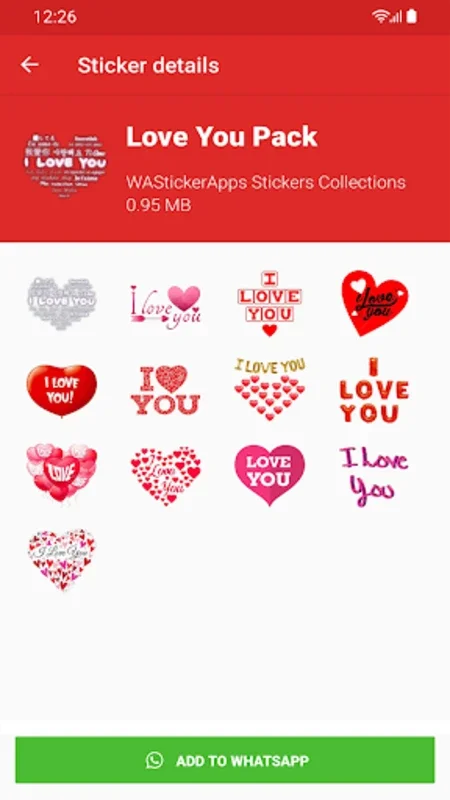 I love You Stickers WASticker for Android - Express Love on WhatsApp