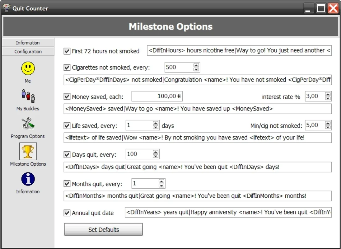 Quit Counter for Windows - Aiding Smoking Cessation