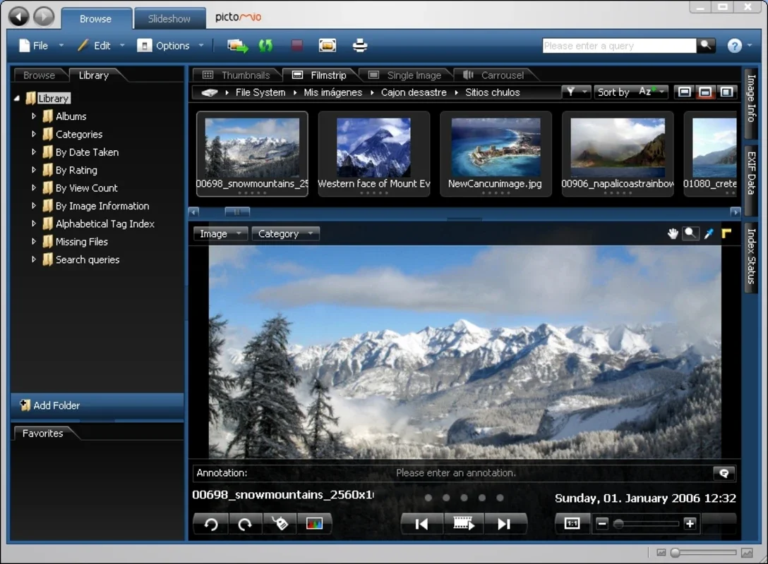 Pictomio for Windows - Free Multimedia Viewer and Organizer