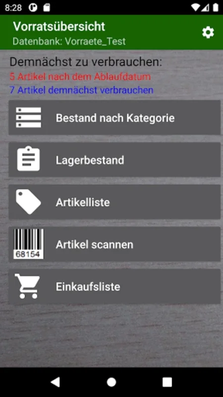 Vorratsübersicht for Android - Manage Food Supplies Easily