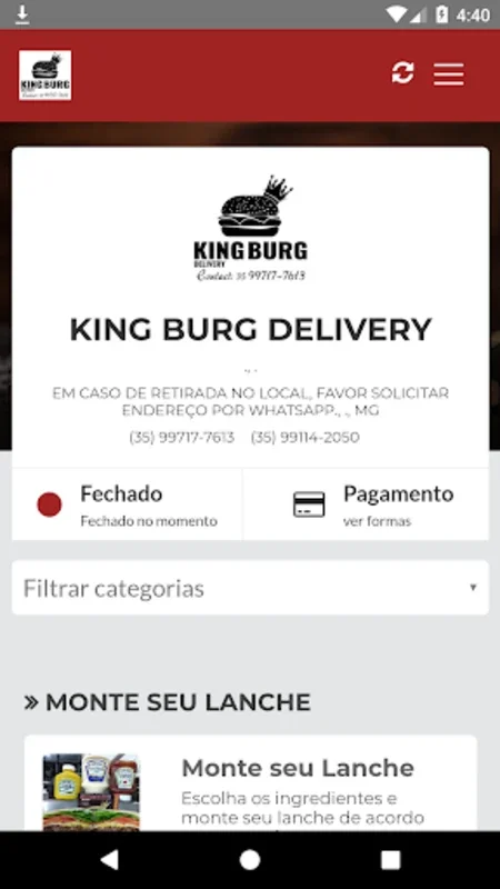 King Burg Delivery for Android - Simplify Food Ordering