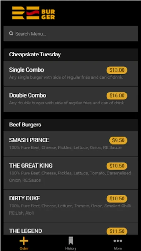 Reburger for Android: Order Burgers with Ease