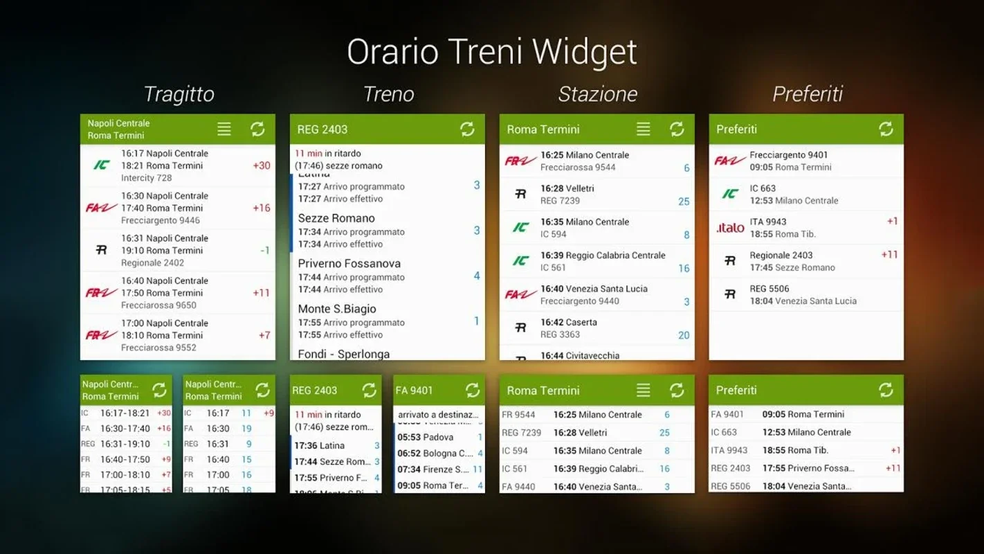 Train Timetable Italy Widgets for Android - Real-Time Updates