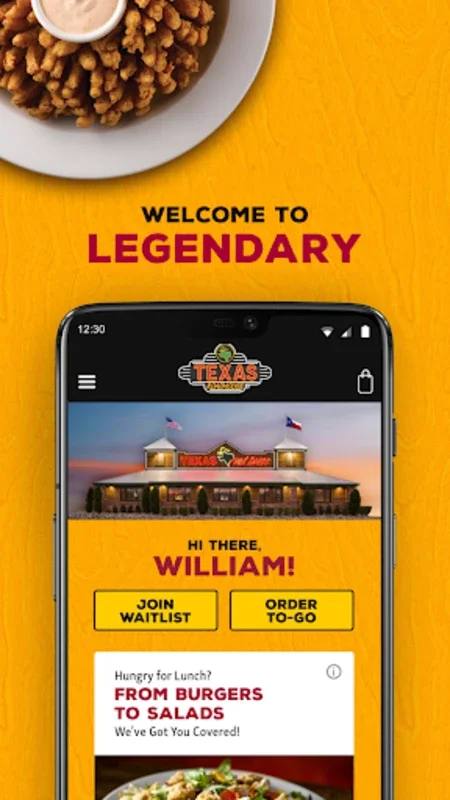 Texas Roadhouse for Android - Order and Waitlist Made Easy