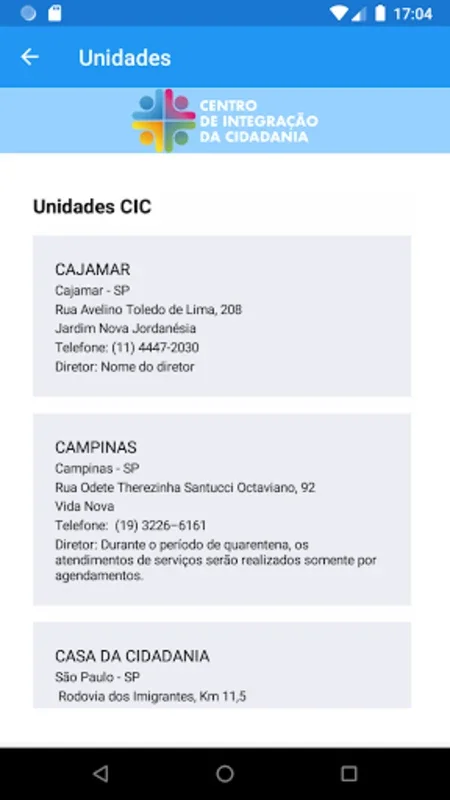 CIC - Centro de Integração da for Android: Streamlined Public Service Scheduling