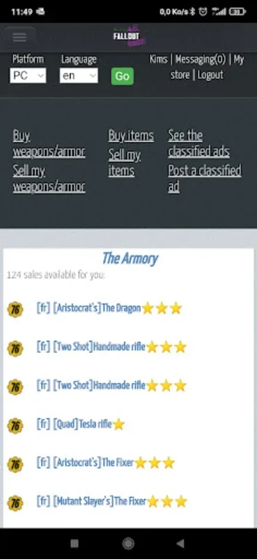 Fallout Market for Android - A Unique Marketplace