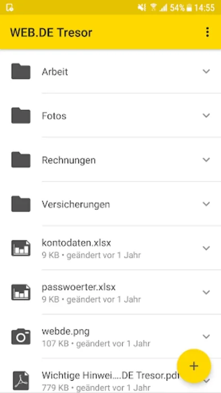 WEB.DE Tresor for Android - Secure Data Storage