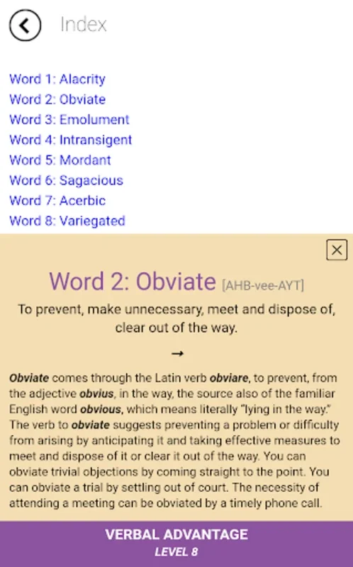Verbal Advantage - Level 8 for Android: Intensive Vocabulary Builder