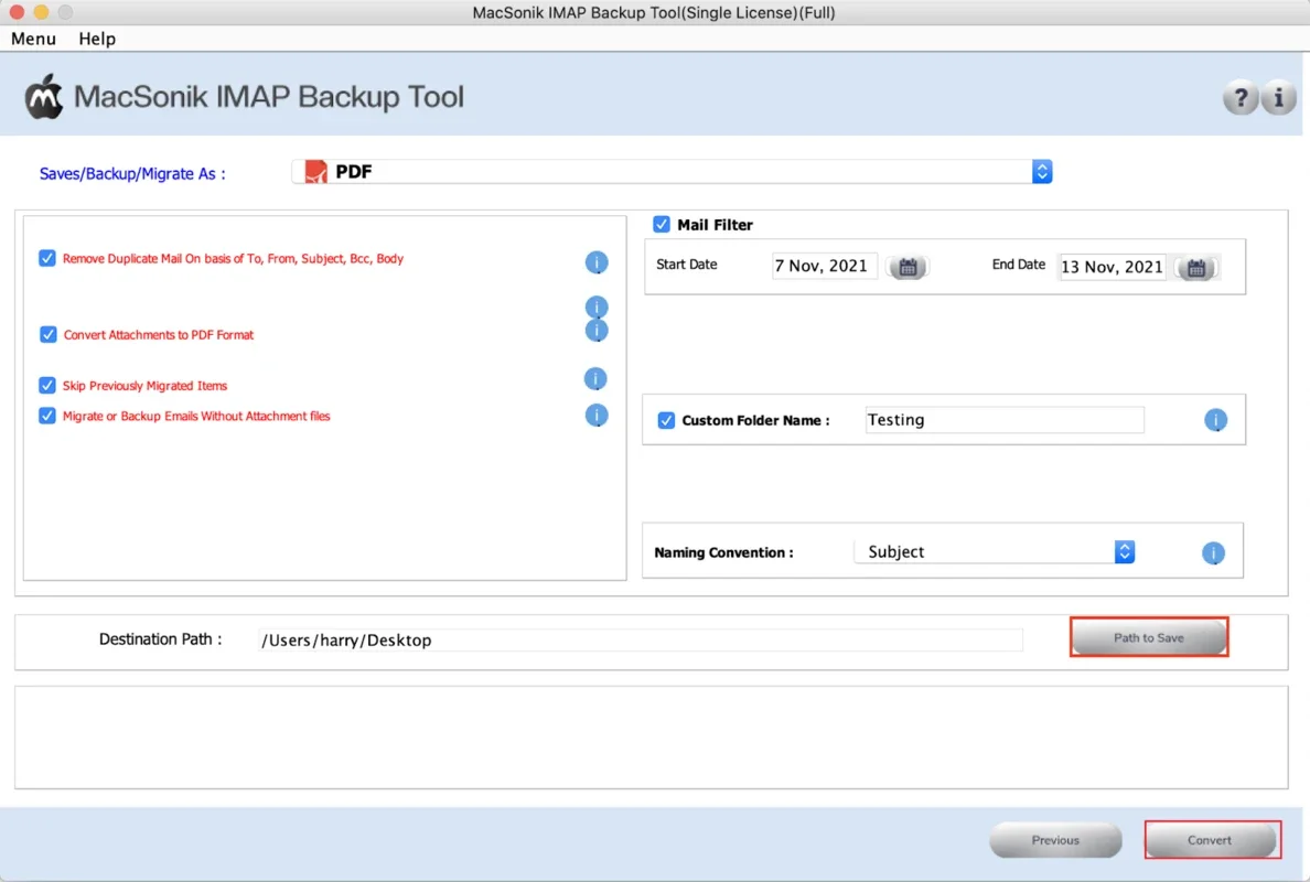 MacSonik IMAP Backup Tool for Mac - Secure IMAP Mailbox Backup