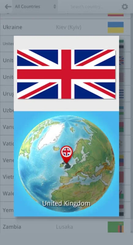 Flags On the Globe for Android - A Geographical Learning Aid