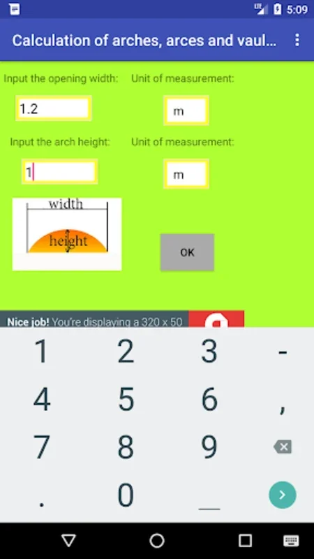 Calculation of Arches, Arces for Android: Precise Measurements