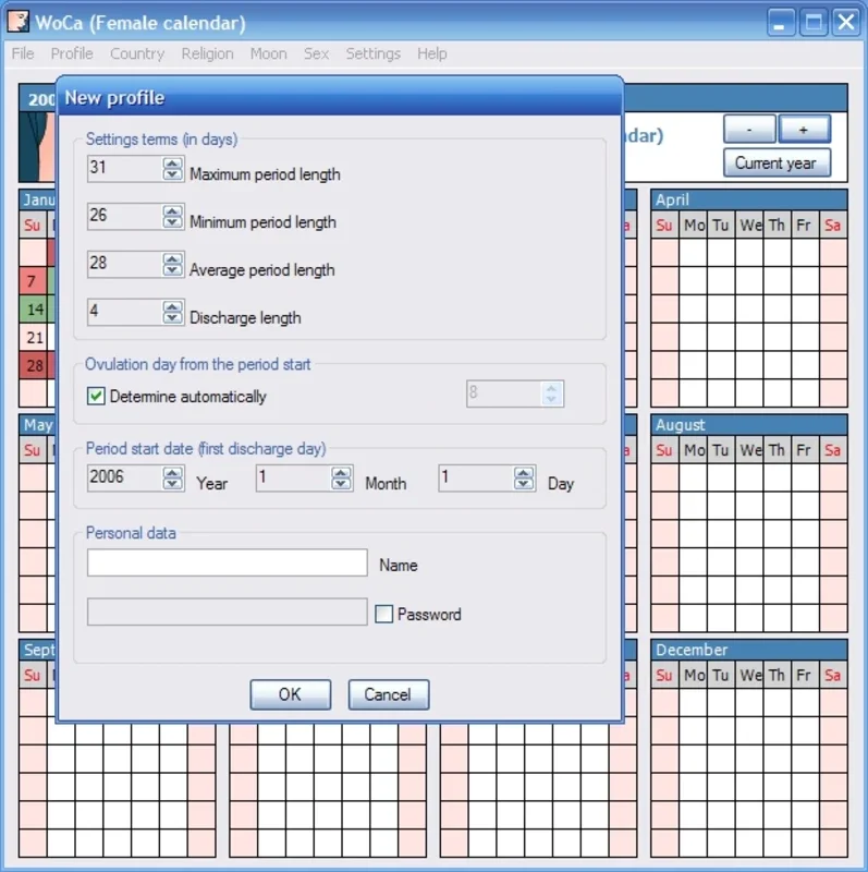 Woca for Windows - Track Your Menstrual Cycle Easily