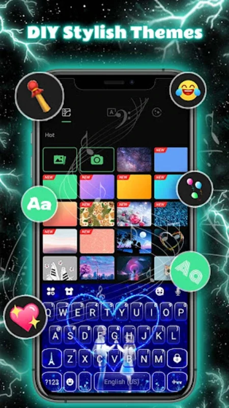 Thunder Neon Wolf Theme for Android - Enhance Typing