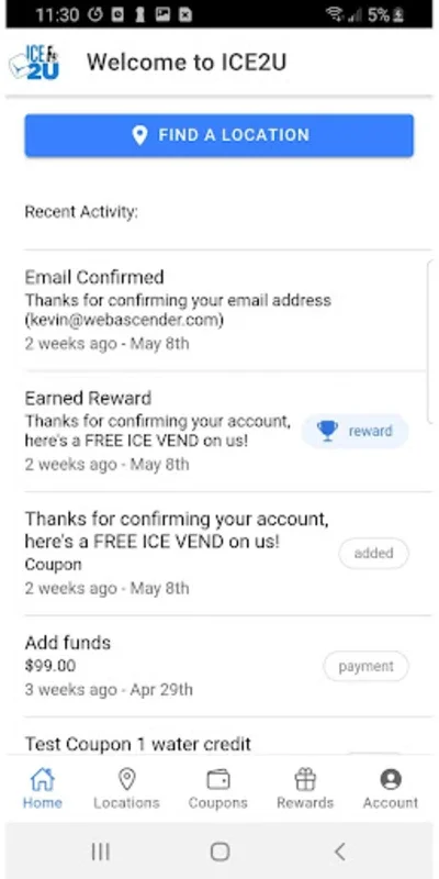 ICE2U for Android - Hassle - Free Ice and Water Purchase with Rewards