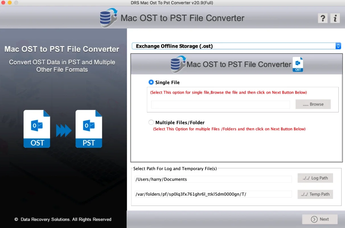 DRS OST to PST Converter for Mac - Efficient File Conversion